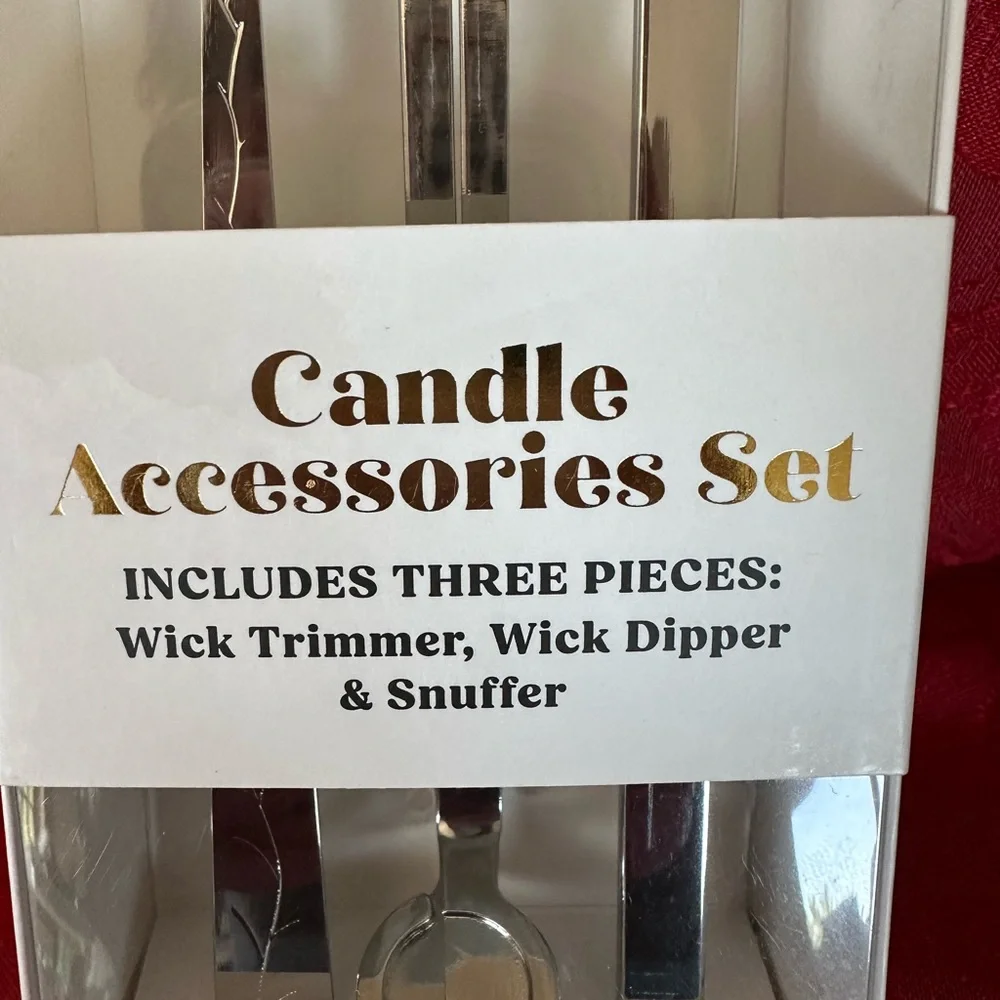 Silver Candle Accessories 3 Piece Set- wick trimmer, dipper and snuffer